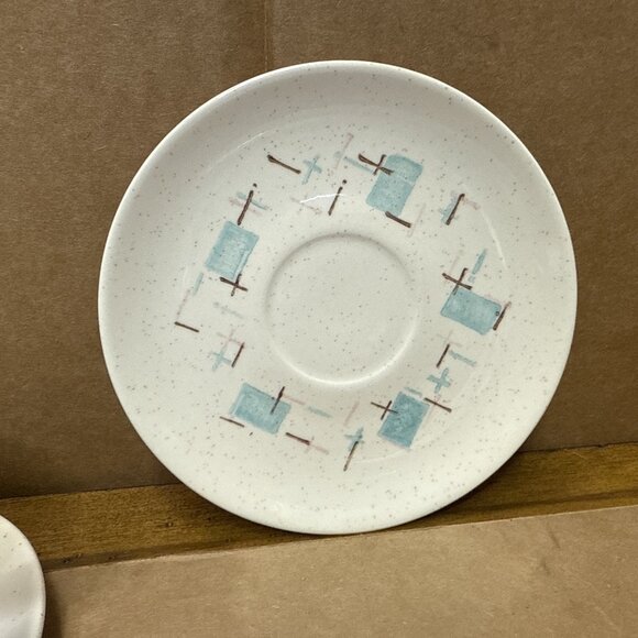 Metlox Vernon Heavenly Days Atomic Turquoise Blue Cups Saucers Set of (4) - Picture 4 of 7